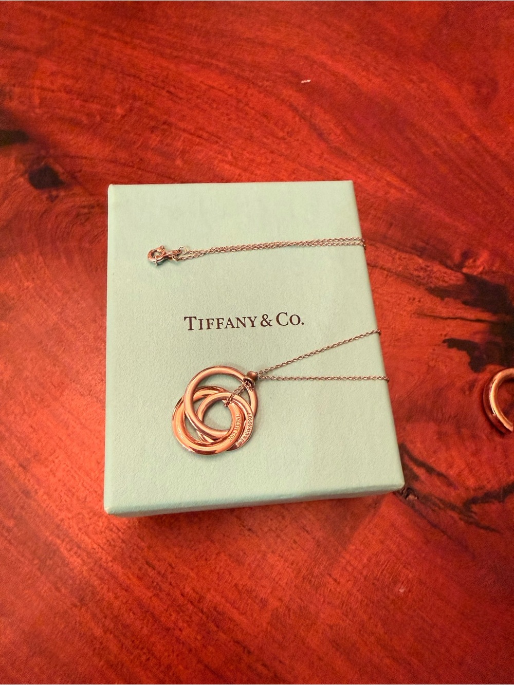 Tiffany & Co. Rose Gold Interlocking Circle Pendant Necklace